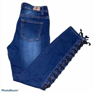 Machine jeans ankle/crop lace up legs skinny Sz 5